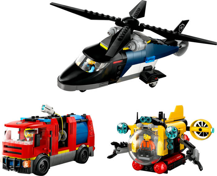 60462 LEGO® City Helikopter, İtfaiye Kamyonu ve Denizaltı Karışımı - 1